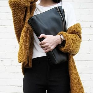 Chunky knit open cardigan sweater